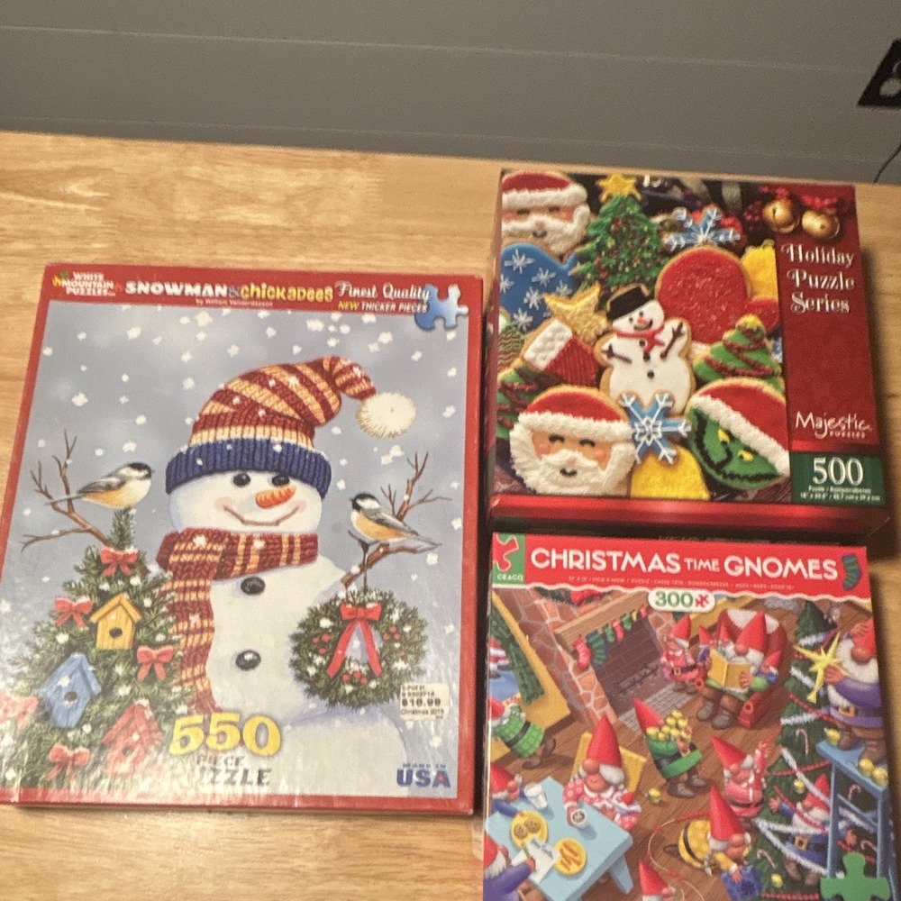 Christmas time Puzzle Pack of 3, White Mountain , Ceaco, & Majestic brands